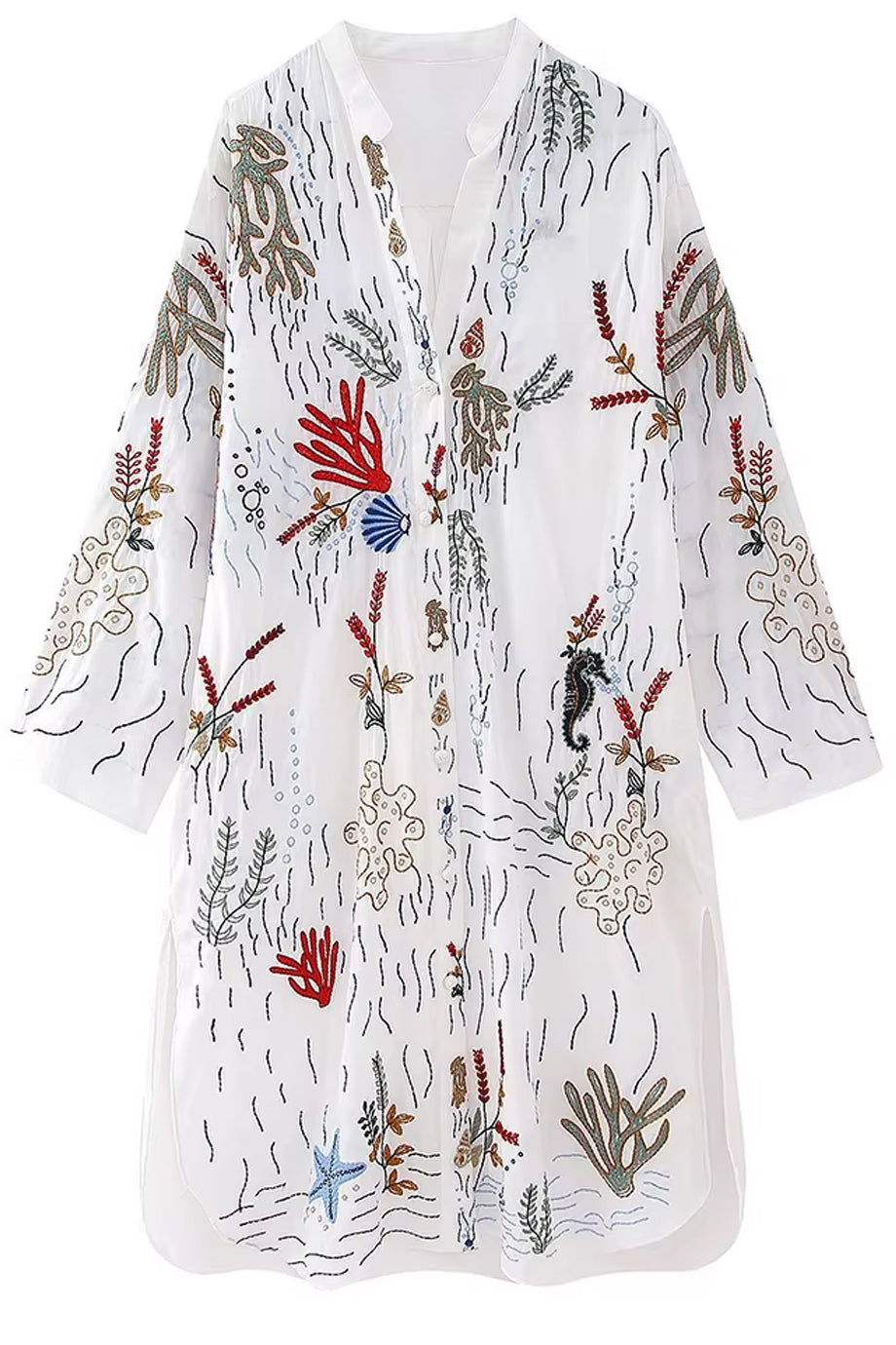 Coraline Κιμονό Πουκαμίσα με Κεντήματα | Beachwear - Loungewear - Kimono | Coraline Embroidered Kimono Shirt