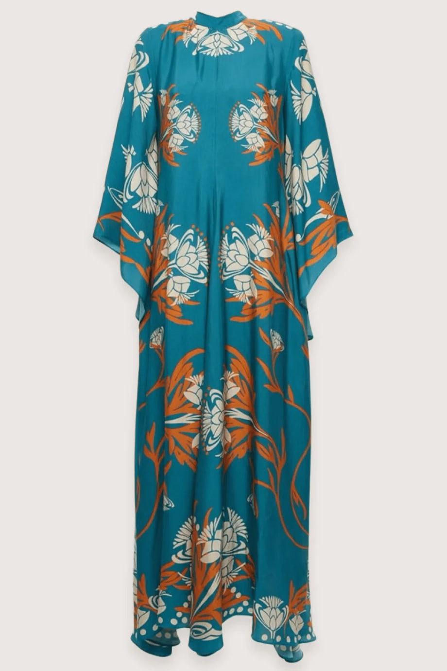 Thalira Μάξι Εμπριμέ Φόρεμα Καφτάνι με Μανίκια Καμπάνα | Καφτάνια Κιμονό Ριχτά Φορέματα - Beachwear - Loungewear | Thalira Maxi Printed Kaftan Dress with Bell Sleeves