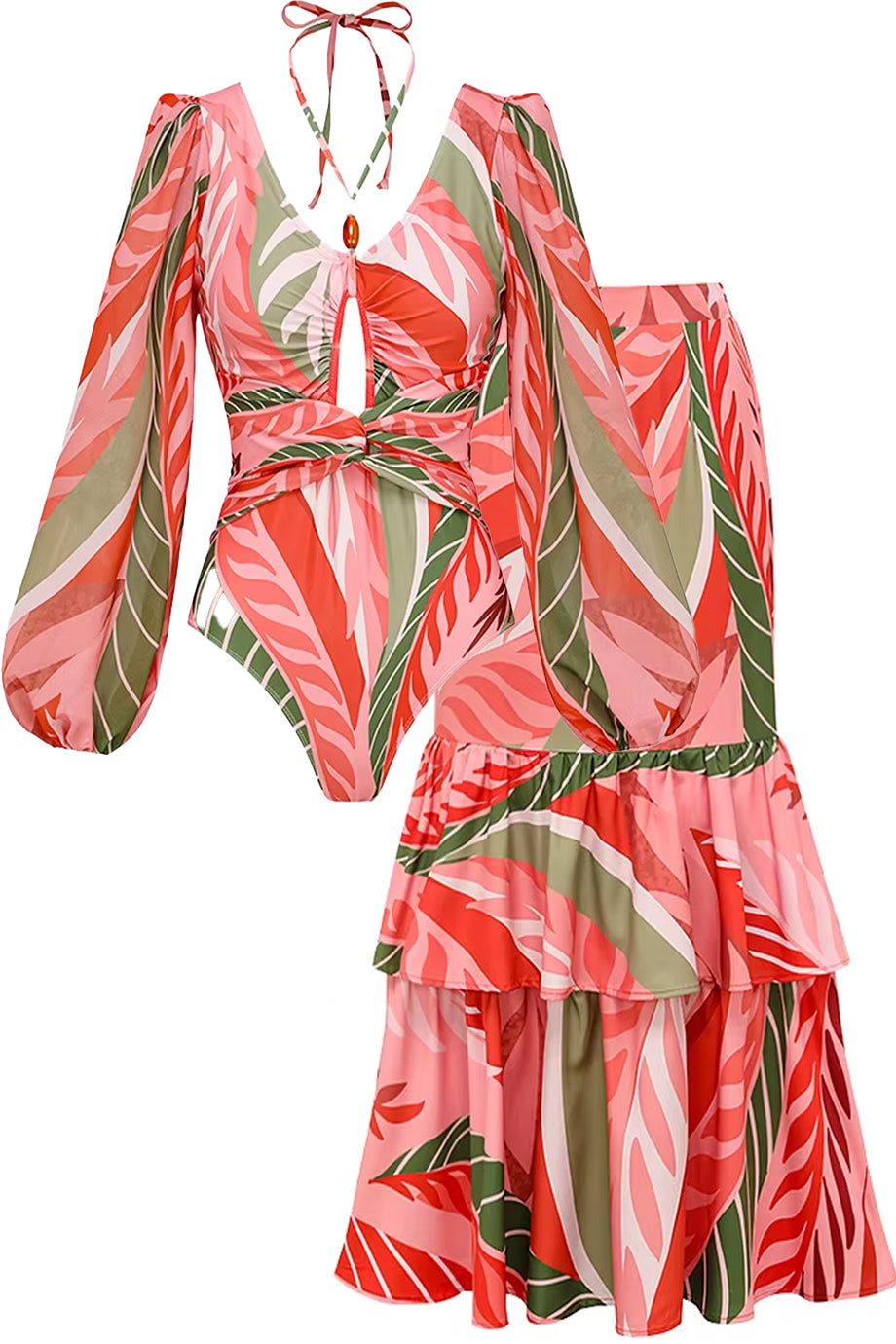 Penelope One-Piece Swimsuit with Pareo Skirt Set