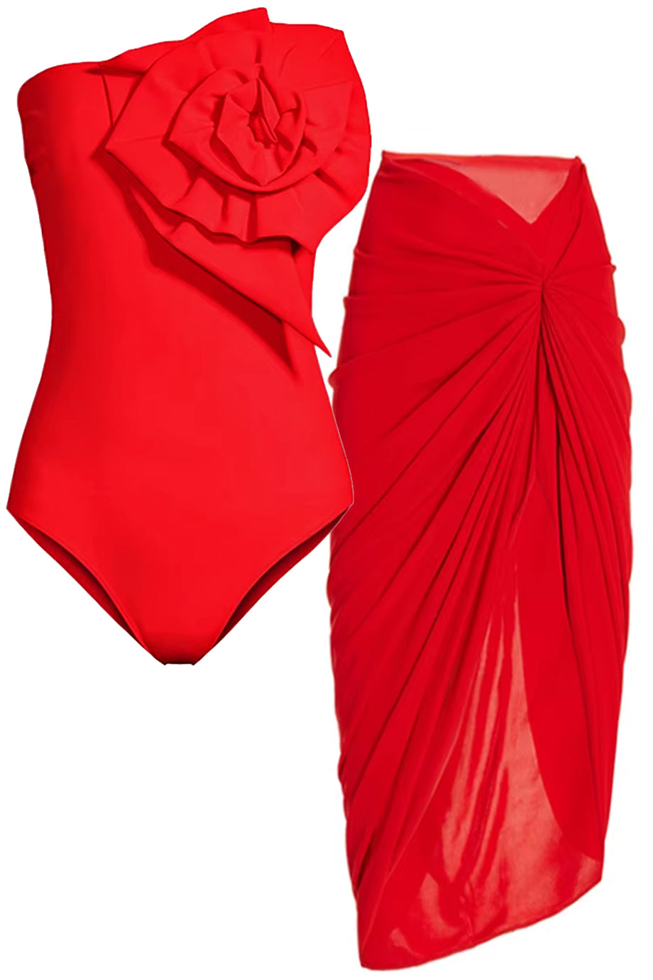 Riviera Rose Ολόσωμο Μαγιό και Παρεό Σετ | Γυναικεία Μαγιό Παρεό - Ολόσωμα - Swimwear | Riviera Rose One Piece Swimsuit and Pareo Set