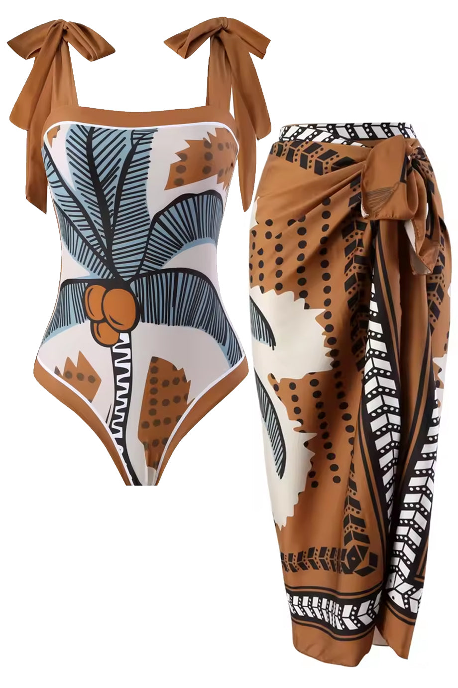 Cocoa Palms Ολόσωμο Μαγιό και Παρεό Σετ | Μαγιό - Ολόσωμα - Swimwear One Piece | Cocoa Palms One Piece Swimsuit and Pareo Set
