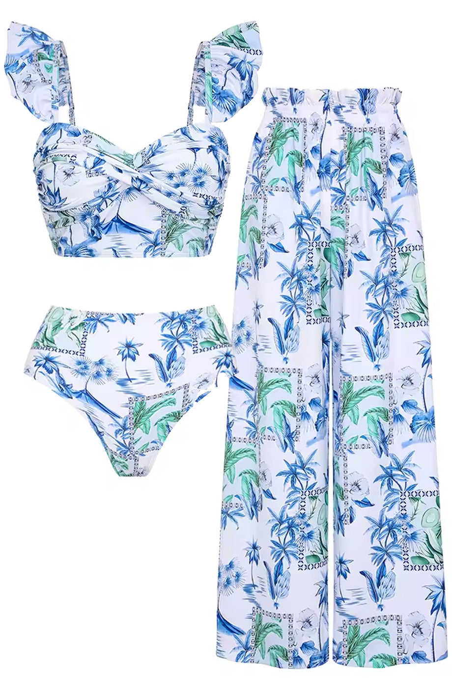 Azure Escape Μπικίνι Μαγιό και Παντελόνα Σετ | Μαγιό - Μπικίνι - Swimwear Bikini | Azure Escape Bikini and Pareo Pants Set