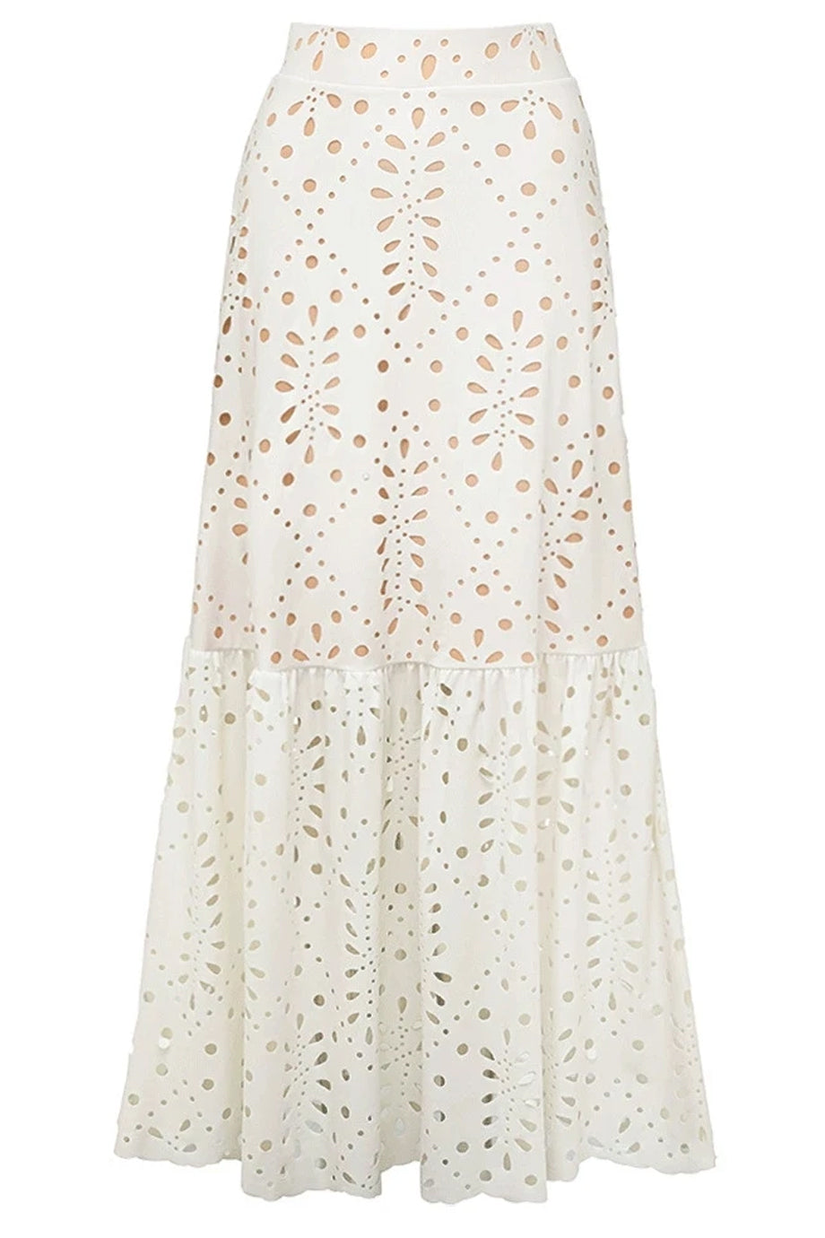 Cirelle Λευκό Ολόσωμο Μαγιό με Διάτρητο Σχέδιο και Φούστα Παρεό Σετ | Μαγιό - Ολόσωμα - Swimwear One Piece | Cirelle White One-Piece Swimsuit with Broderie Details