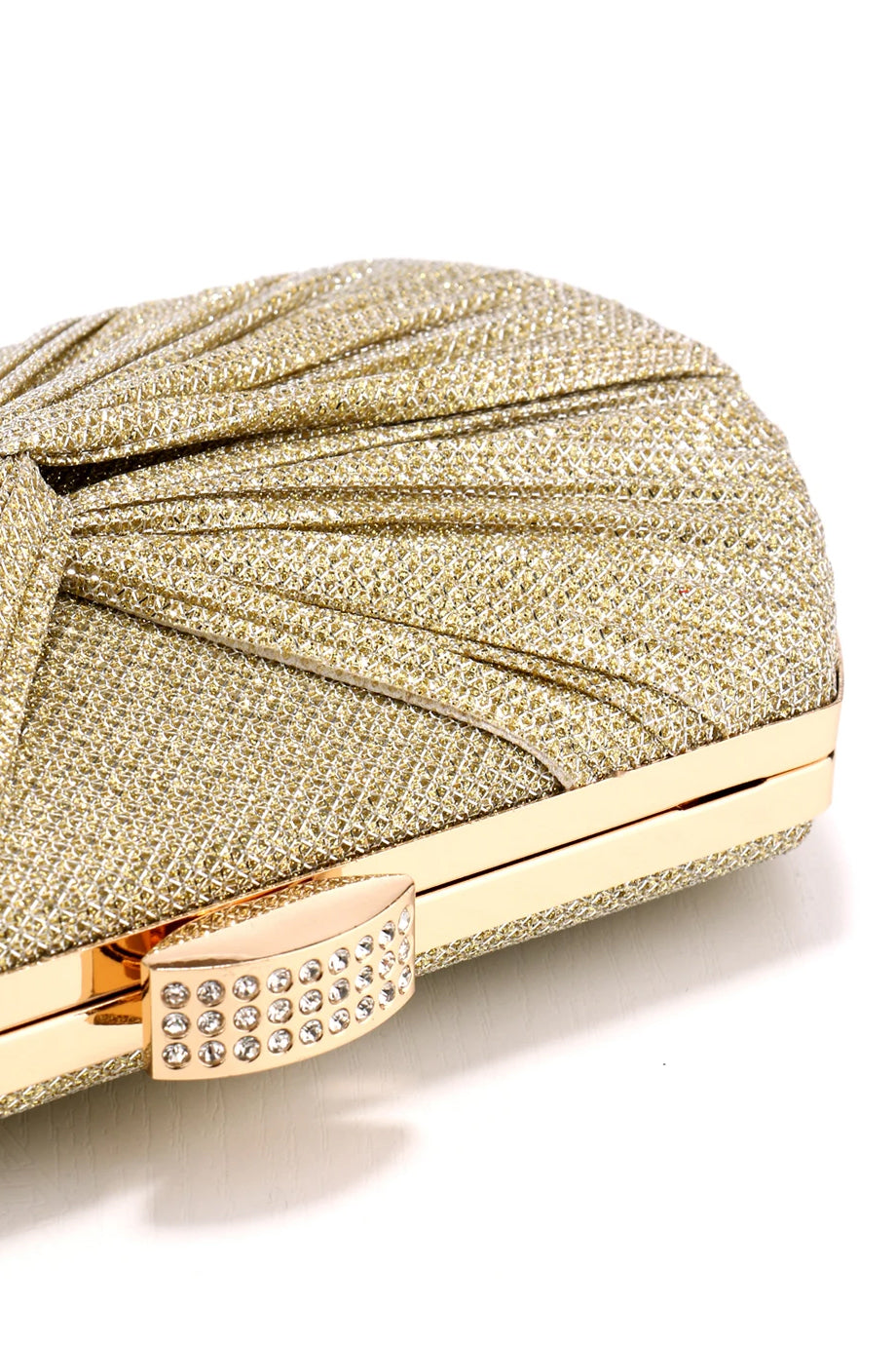 Refreti Χρυσό Τσαντάκι με Πιέτες | Γυναικείες Τσάντες - Βραδινά Τσαντάκια - Clutches | Refreti Gold Pleated Satin Clutch