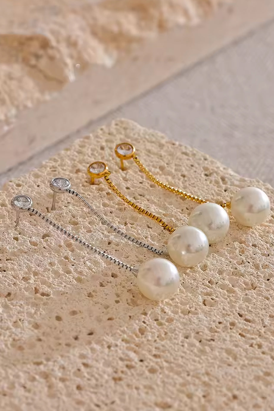 Perlisse Σκουλαρίκια με Πέρλες και Αλυσίδα | Κοσμήματα - Σκουλαρίκια Earrings | Perlisse Pearl Drop Chain Earrings
