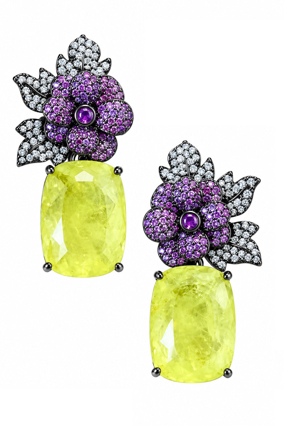 Violet Citron Σκουλαρίκια με Κρύσταλλα | Σκουλαρίκια Earrings | Violet Citron Yellow Crystal Earrings