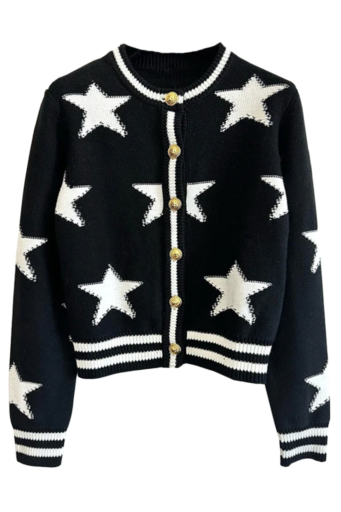 My Stars Πλεκτή Ζακέτα με Αστέρια | Μπλούζες - Πουλόβερ - Πλεκτά - Knitwear | My Stars Knit Cardigan Top with Stars