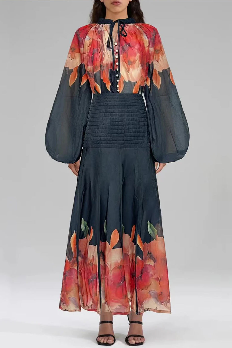 Solange Φλοράλ Σετ με Τοπ και Φούστα | Σετ Ρούχων - Clothing Sets | Solange Set with Top and Satin Skirt