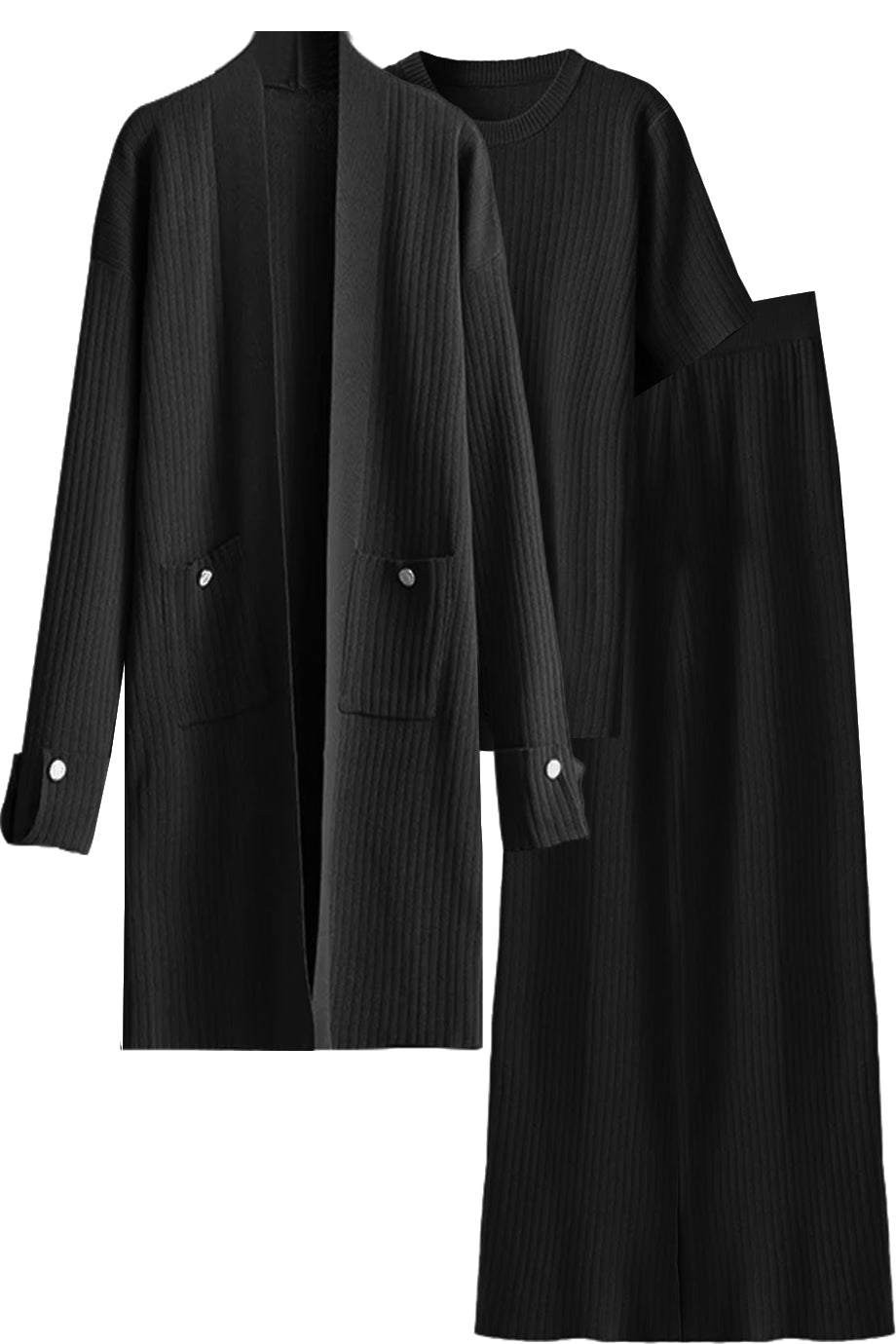 Carmelle Πλεκτό Σετ με Ζακέτα, Τοπ και Παντελόνι | Πλεκτά Σετ - Knitwear Sets| Carmelle Knit Set with Cardigan Top and Trousers