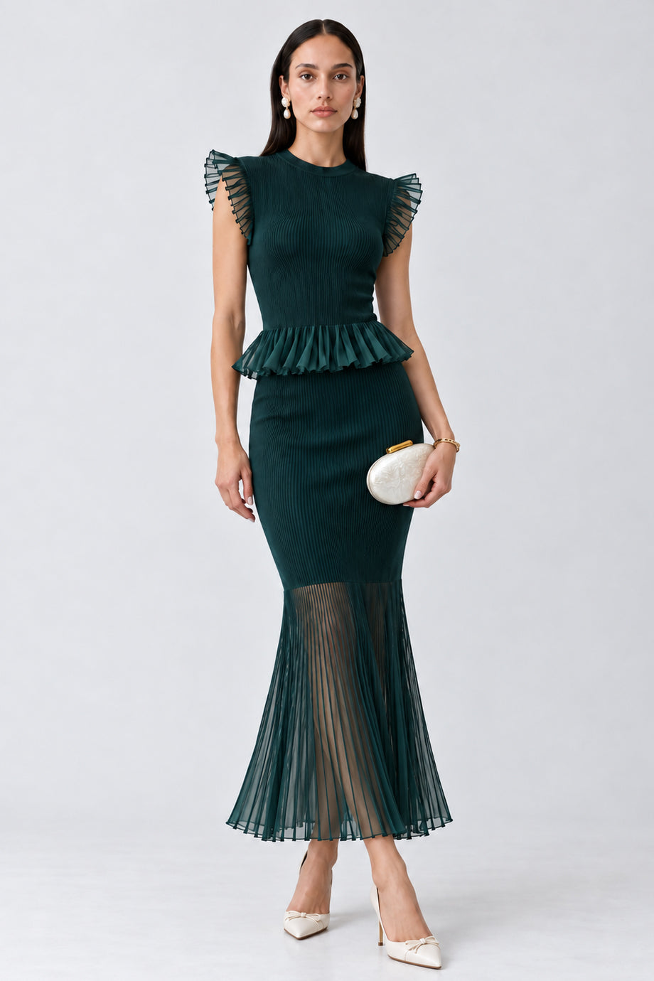Onyx Cadence Top and Skirt Set with Peplum Details