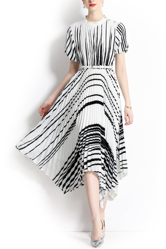 Addisin Ασύμμετρο Φόρεμα με Πιέτες | Γυναικεία Ρούχα - Φορέματα | Addisin Pleated Asymetrical Dress