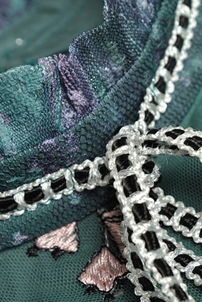 Robe en tulle à fleurs fleuries Ivana - Pétrole