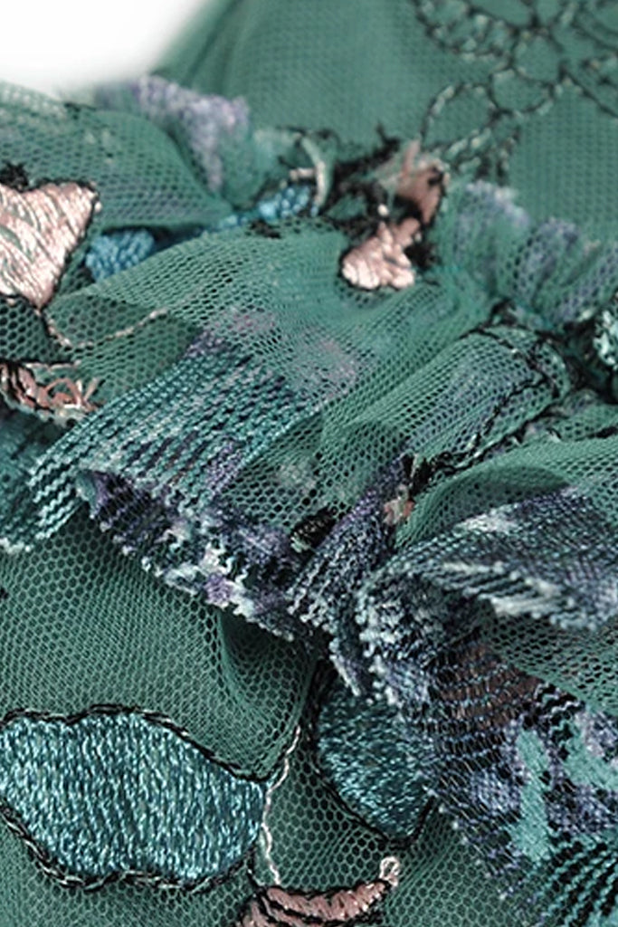 Robe en tulle à fleurs fleuries Ivana - Pétrole