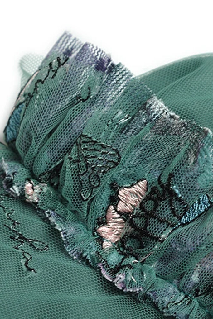 Robe en tulle à fleurs fleuries Ivana - Pétrole