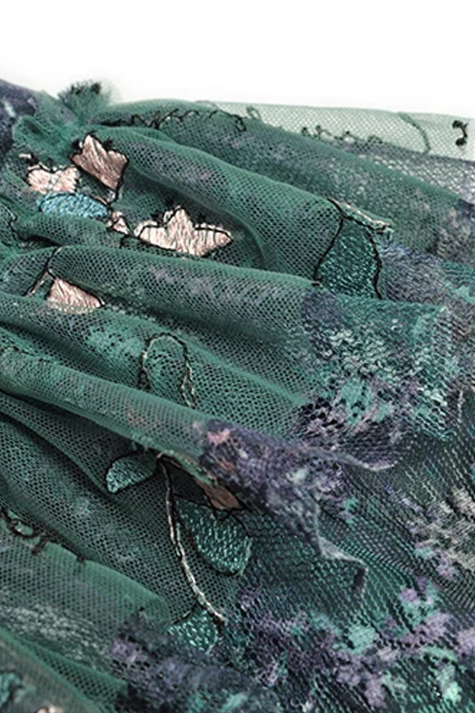 Robe en tulle à fleurs fleuries Ivana - Pétrole