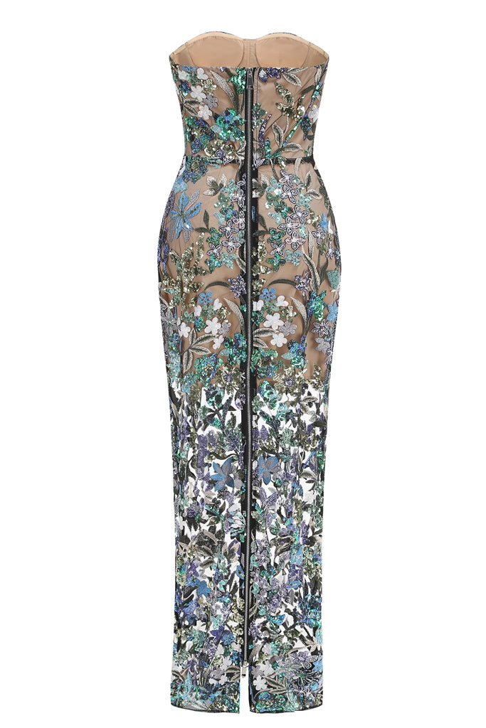 Fioralba Floral Strapless Evening Dress