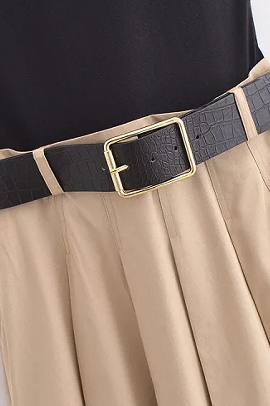 Terra Midi Dress with Belt and Pleats