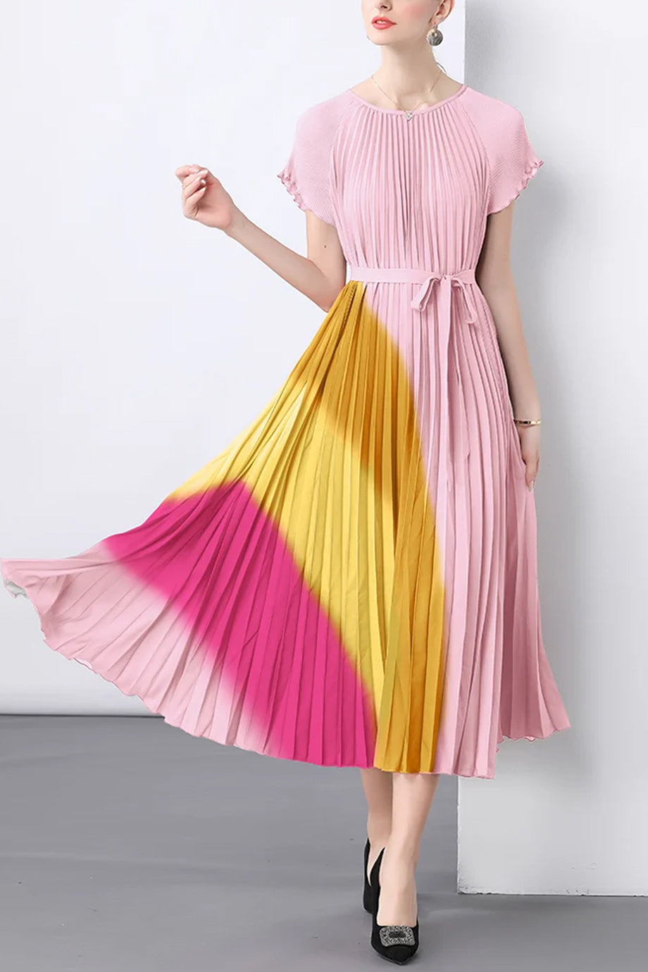 Solene Multicolor Pleated Dress