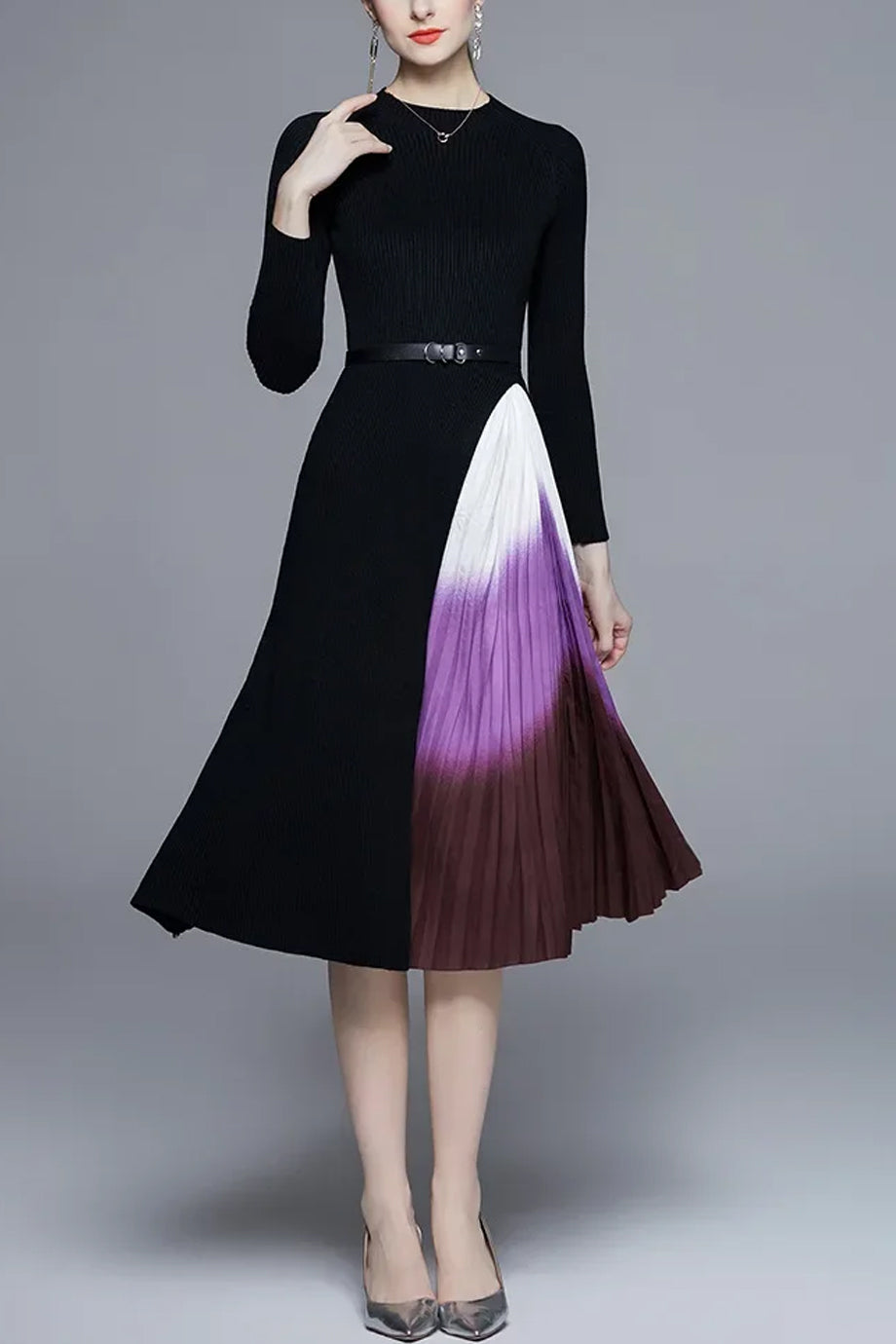 Elviane Dress with Pleated Skirt