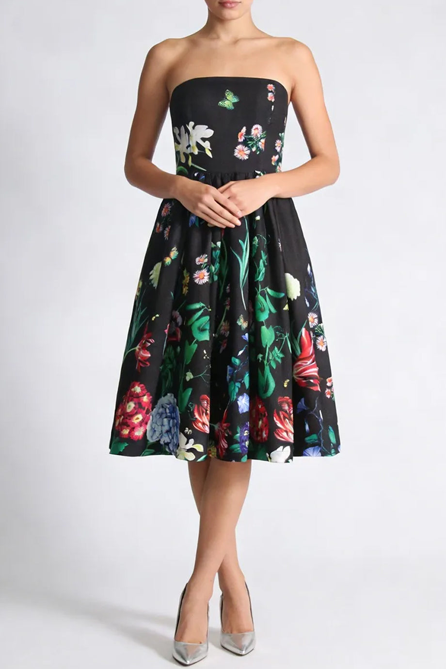 Bellamy Μαύρο Φλοράλ Στραπλες Φόρεμα | Φορέματα - Dresses | Bellamy Strapless Floral Dress