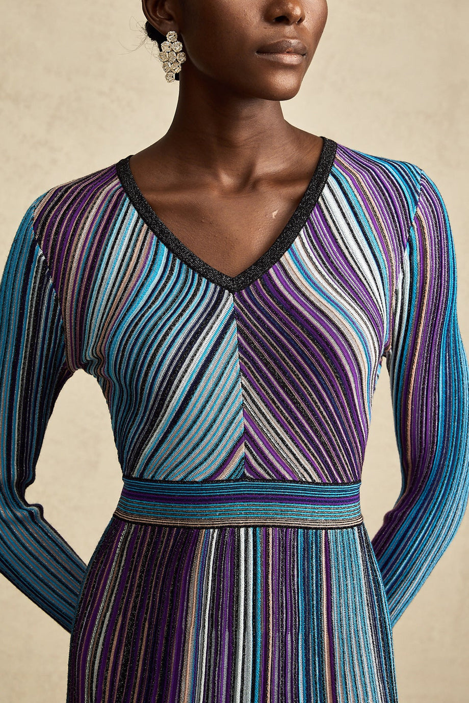 Mathilde Πλεκτό Μίντι Φόρεμα με Ρίγες | Φορέματα - Dresses | Mathilde Metallic Striped Knit Midi Dress