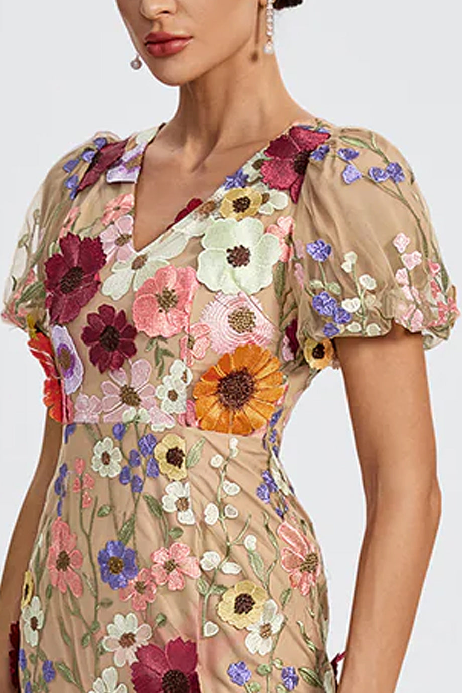 Velina Φλοράλ Mίντι Φόρεμα με Δαντέλα και Λουλούδια | Φορέματα - Dresses | Velina Floral Lace Midi Dress with Flowers