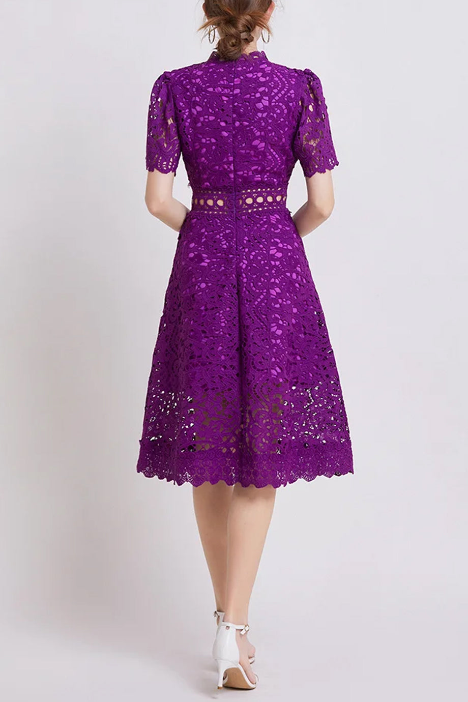 Theline Μίντι Φόρεμα από Δαντέλα με Κοντά Μανίκια | Φορέματα - Βραδινά- Evening Dresses | Theline Midi Lace Dress