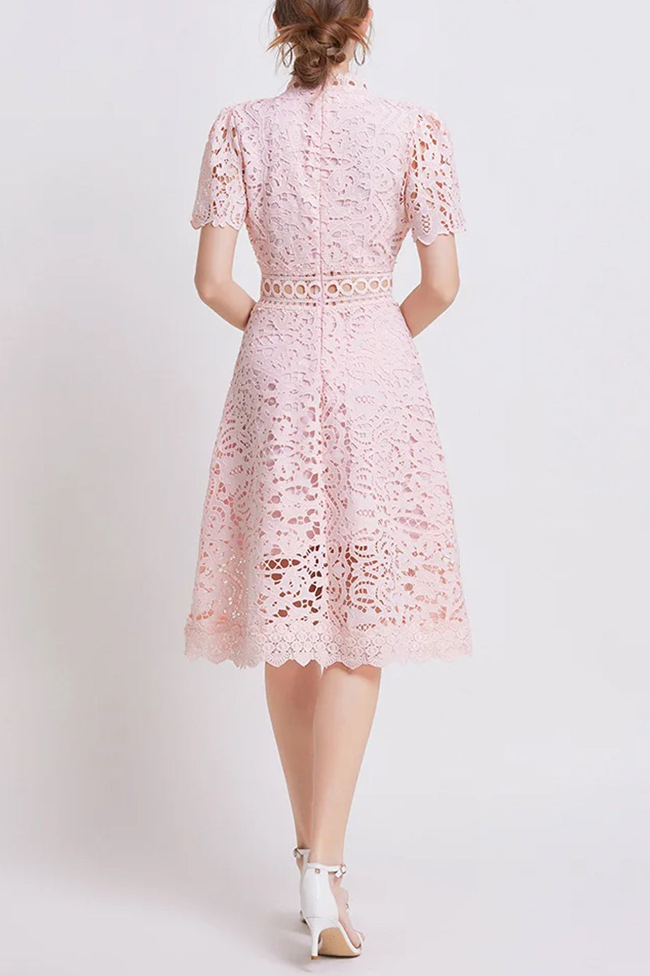 Theline Μίντι Φόρεμα από Δαντέλα με Κοντά Μανίκια | Φορέματα - Βραδινά- Evening Dresses | Theline Midi Lace Dress