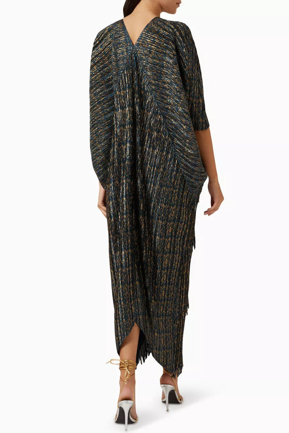 Garbo Long Dress with Pleats and Frills