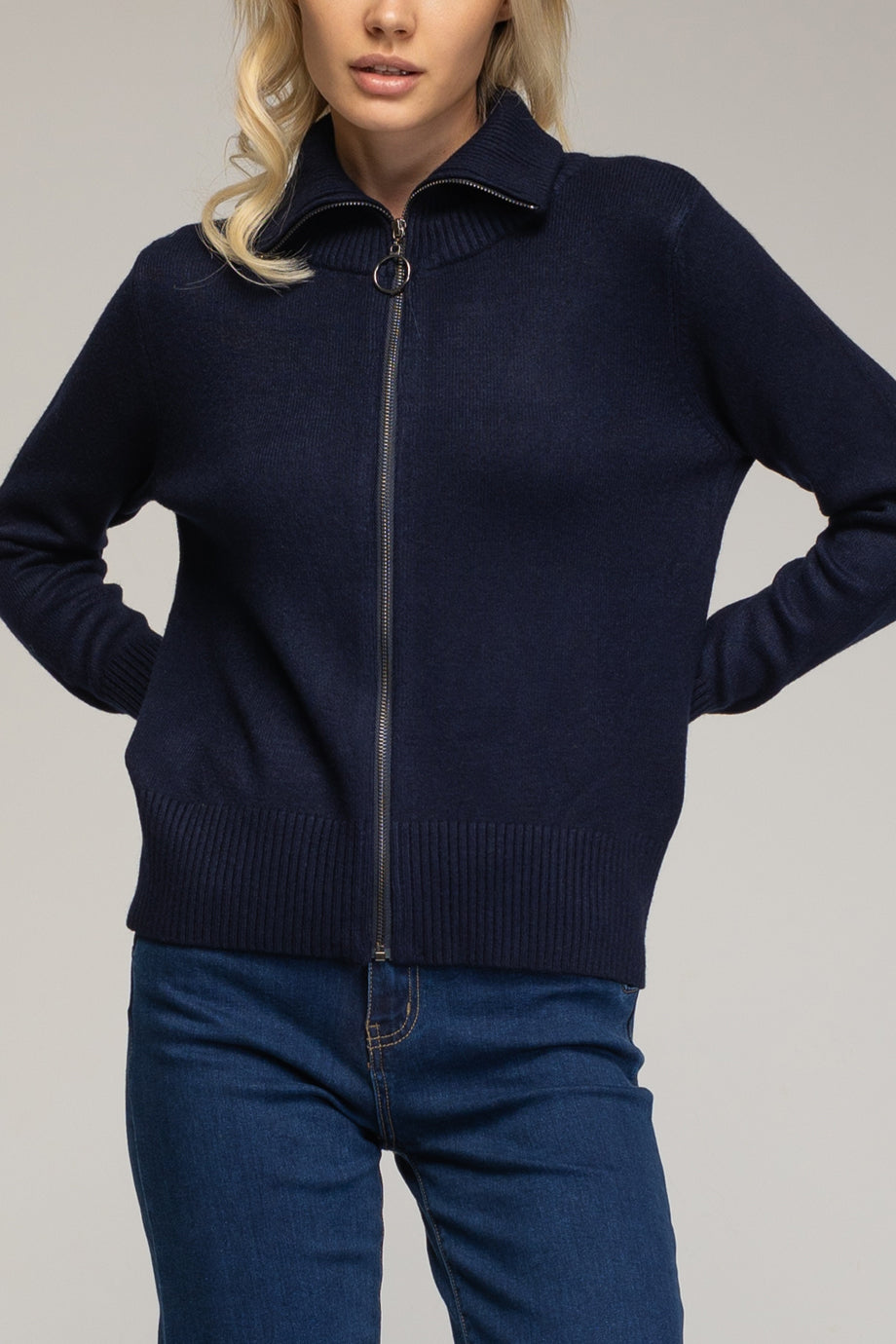 Maelle Πλεκτή Ζακέτα με Φερμουάρ | Ζακέτες Πλεκτά Knitwear Cardigans | Maelle Zip-Up Knit Jacket with High Collar