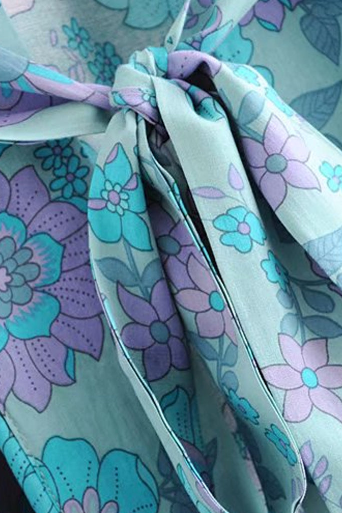 Asami Γαλάζιο Πολύχρωμο Εμπριμέ Κιμονό | Γυναικεία Ρούχα - Beachwear - Loungewear