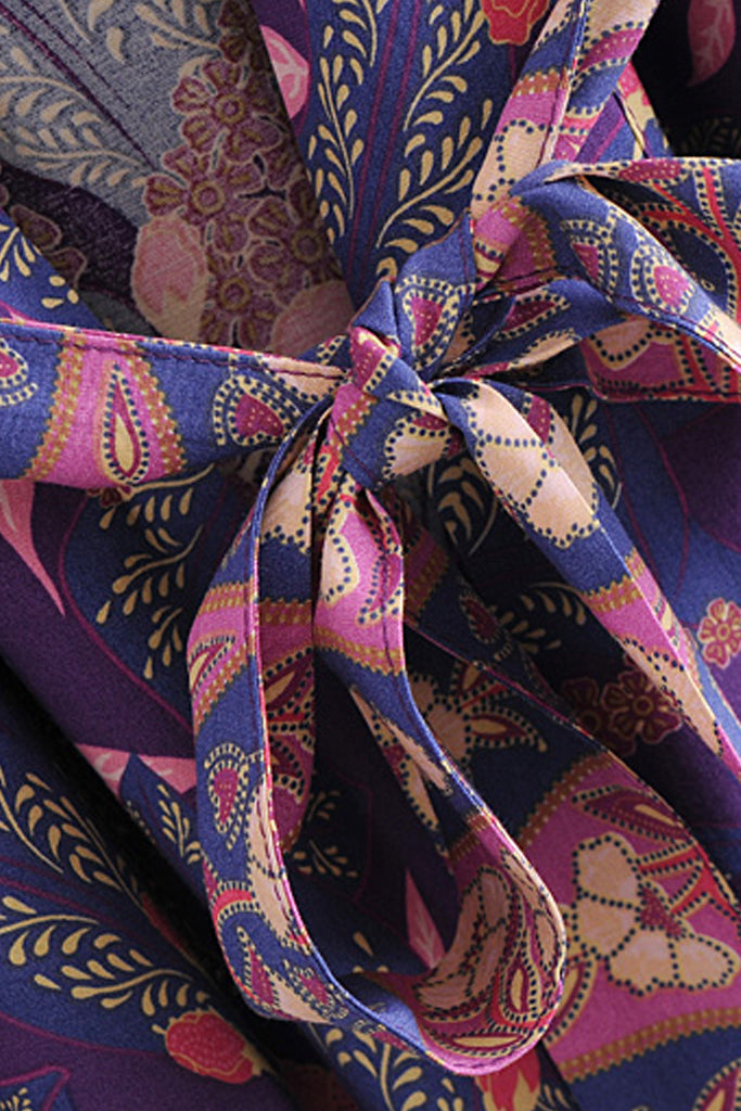 Yubi Μωβ Πολύχρωμο Εμπριμέ Κιμονό | Γυναικεία Ρούχα - Beachwear - Loungewear