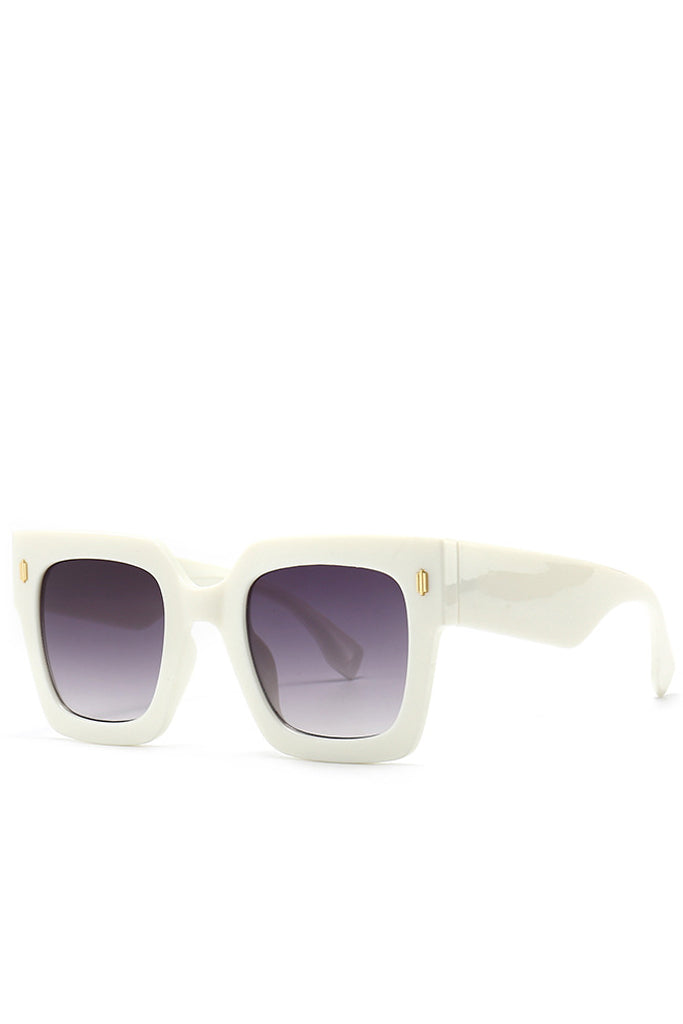 Lunettes de soleil tendance carrées surdimensionnées blanches Genta