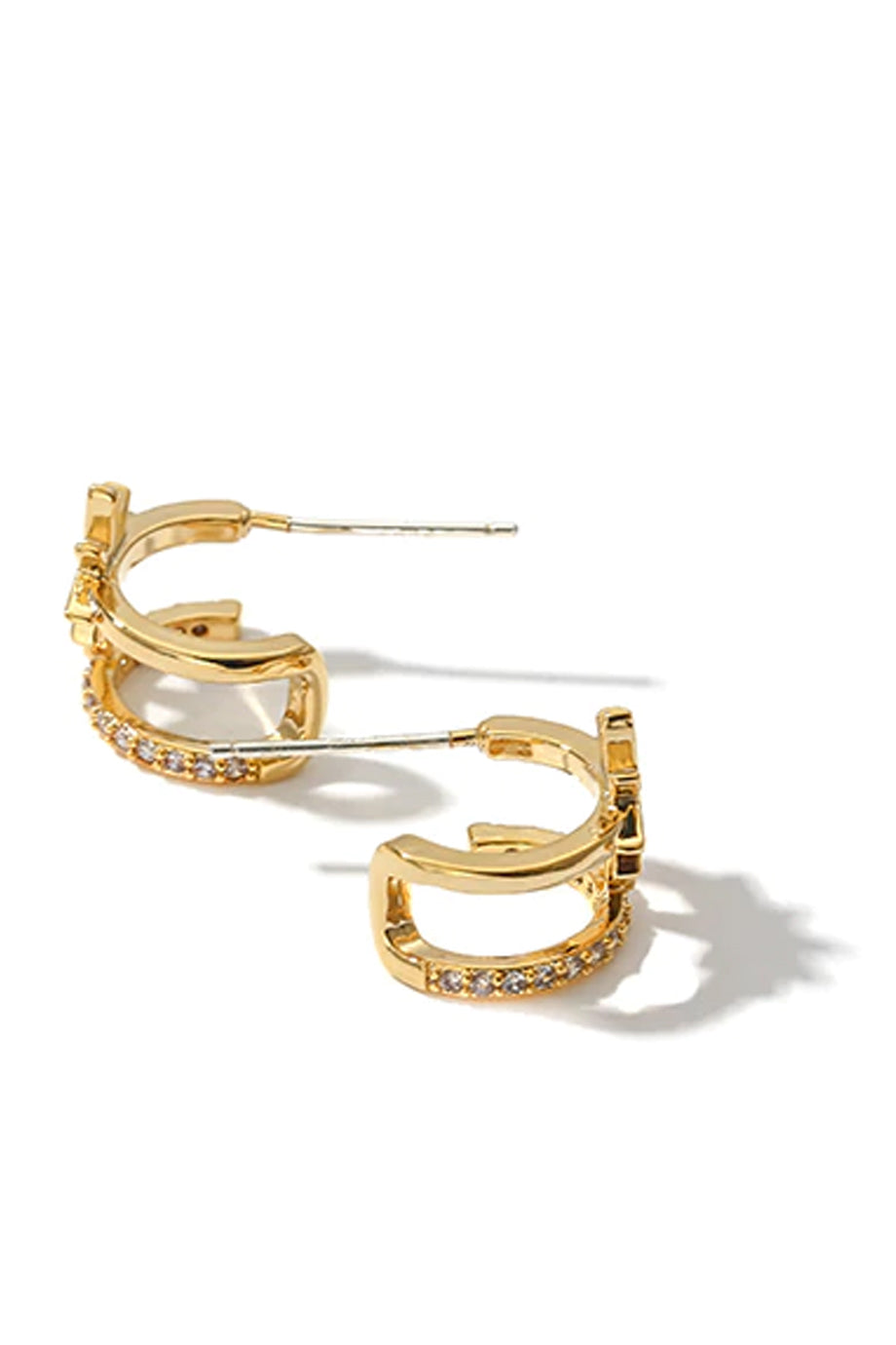 Stars & Moon Χρυσά Σκουλαρίκια Κρίκοι με Κρύσταλλα | Κοσμήματα - Σκουλαρίκια Sophie Annar