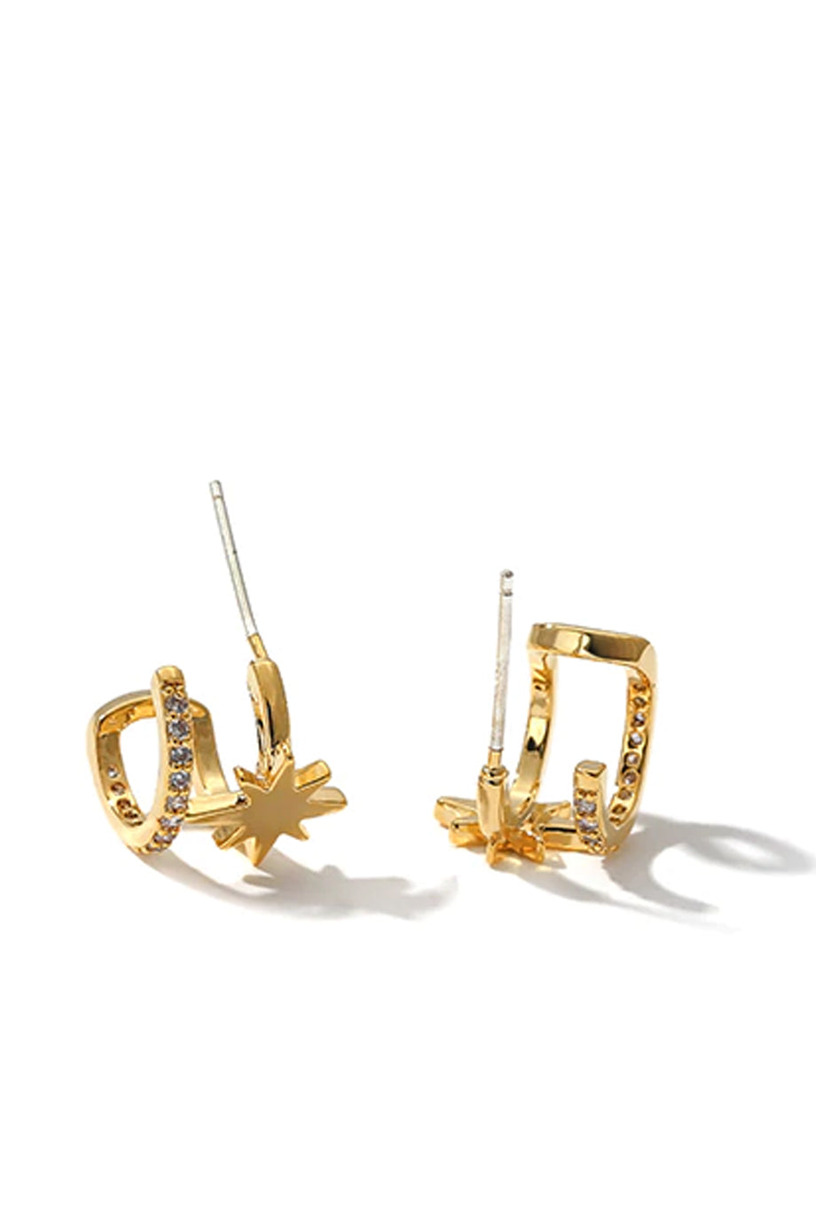 Stars & Moon Χρυσά Σκουλαρίκια Κρίκοι με Κρύσταλλα | Κοσμήματα - Σκουλαρίκια Sophie Annar