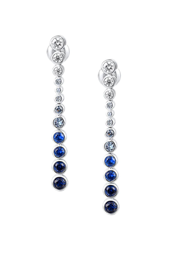 Boucles d'oreilles Taylor longues en argent avec cristaux et pierres précieuses spinelles bleues