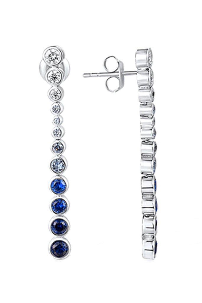 Boucles d'oreilles Taylor longues en argent avec cristaux et pierres précieuses spinelles bleues