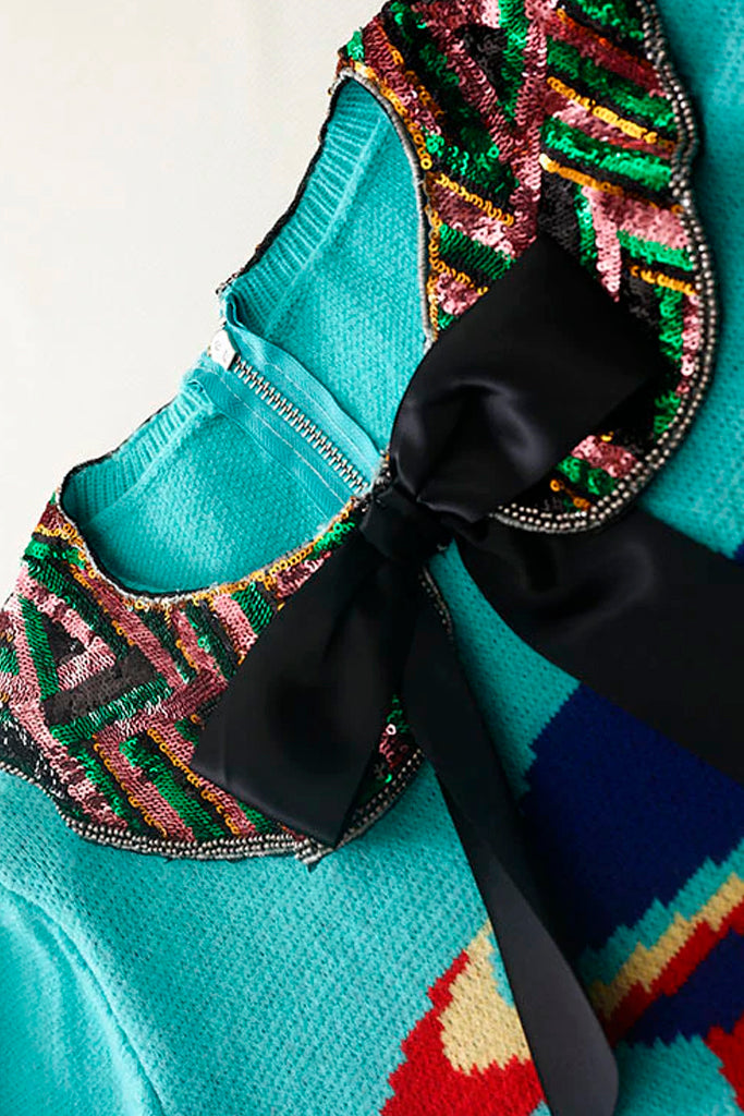 Luna Γαλάζιο Πουλόβερ με Σχέδιο | Γυναικεία Ρούχα - Πουλόβερ