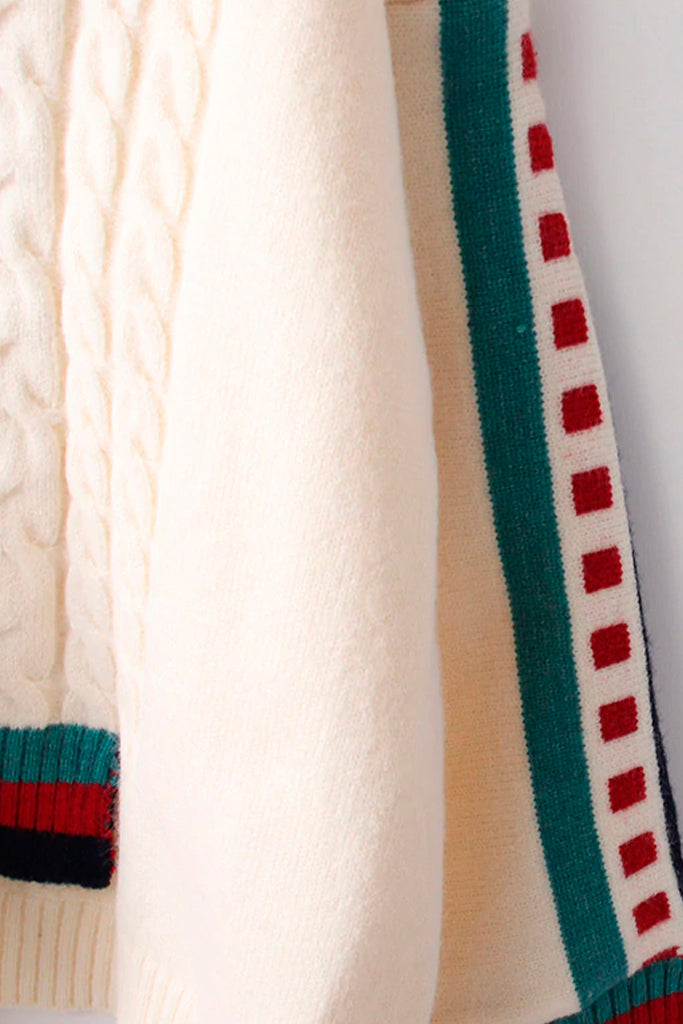 Luigy Λευκό Πολύχρωμο Oversized Πουλόβερ | Γυναικεία Ρούχα - Πουλόβερ