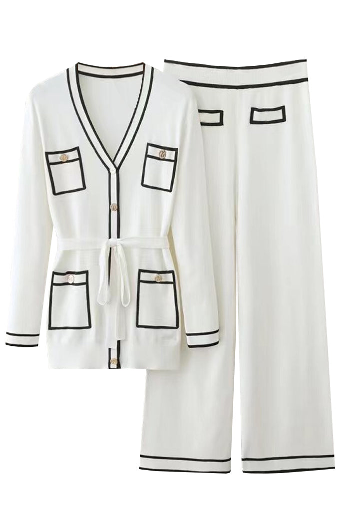 Ensemble veste et pantalon tricotés noirs Gusta