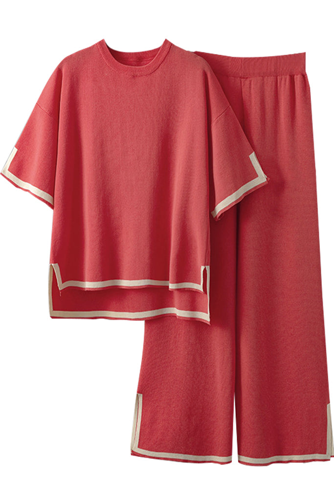 Kotery Ensemble haut et pantalon tricotés beiges