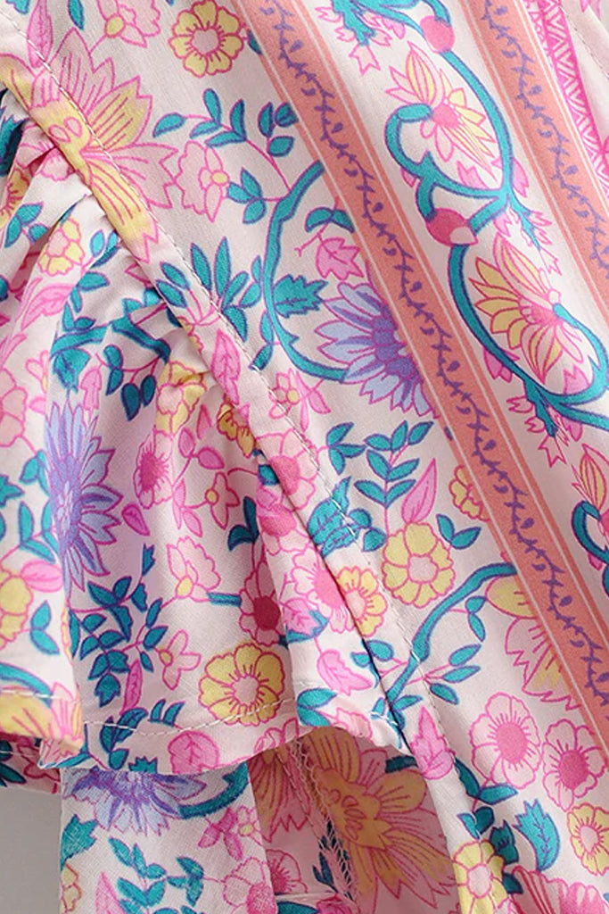 Frelia Ροζ Εμπριμέ Ασύμμετρο Φλοράλ Φόρεμα | Γυναικεία Ρούχα - Φορέματα