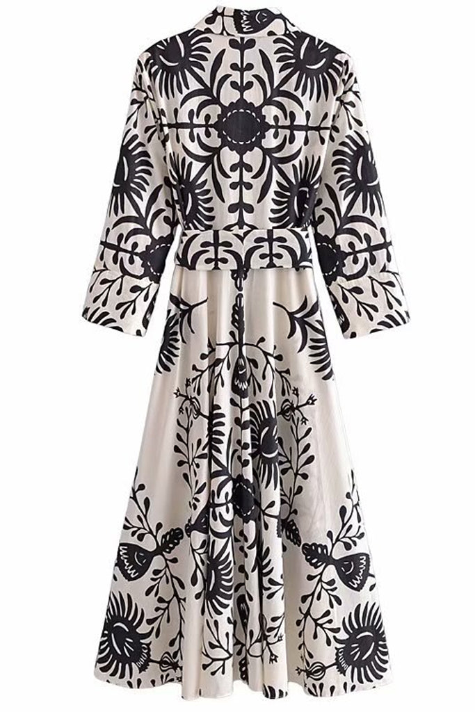 Zahelda Ασπρόμαυρο Φλοράλ Φόρεμα | Γυναικεία Ρούχα - Φορέματα