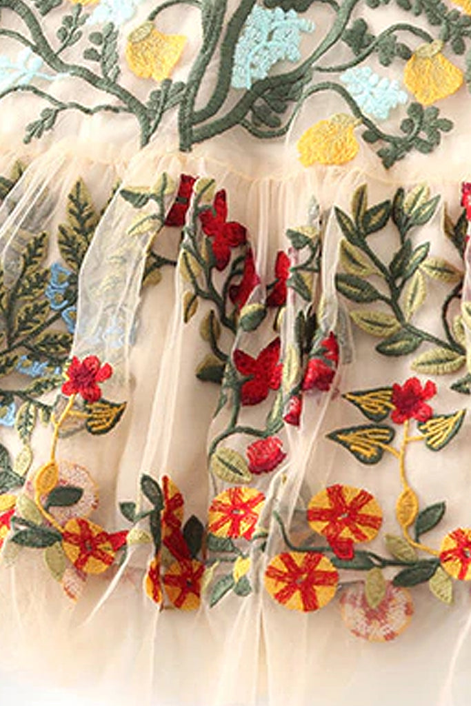 Danica Πολύχρωμο Εμπριμέ Φόρεμα με Δαντέλα και Τούλι | Γυναικεία Φορέματα