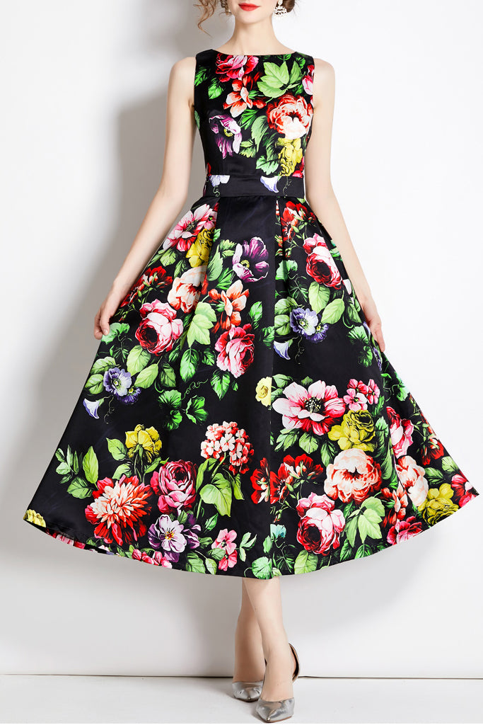 Batisty Μαύρο Πολύχρωμο Εμπριμέ Φλοράλ Φόρεμα | Γυναικεία Ρούχα - Φορέματα | Batisty Black Floral Dress