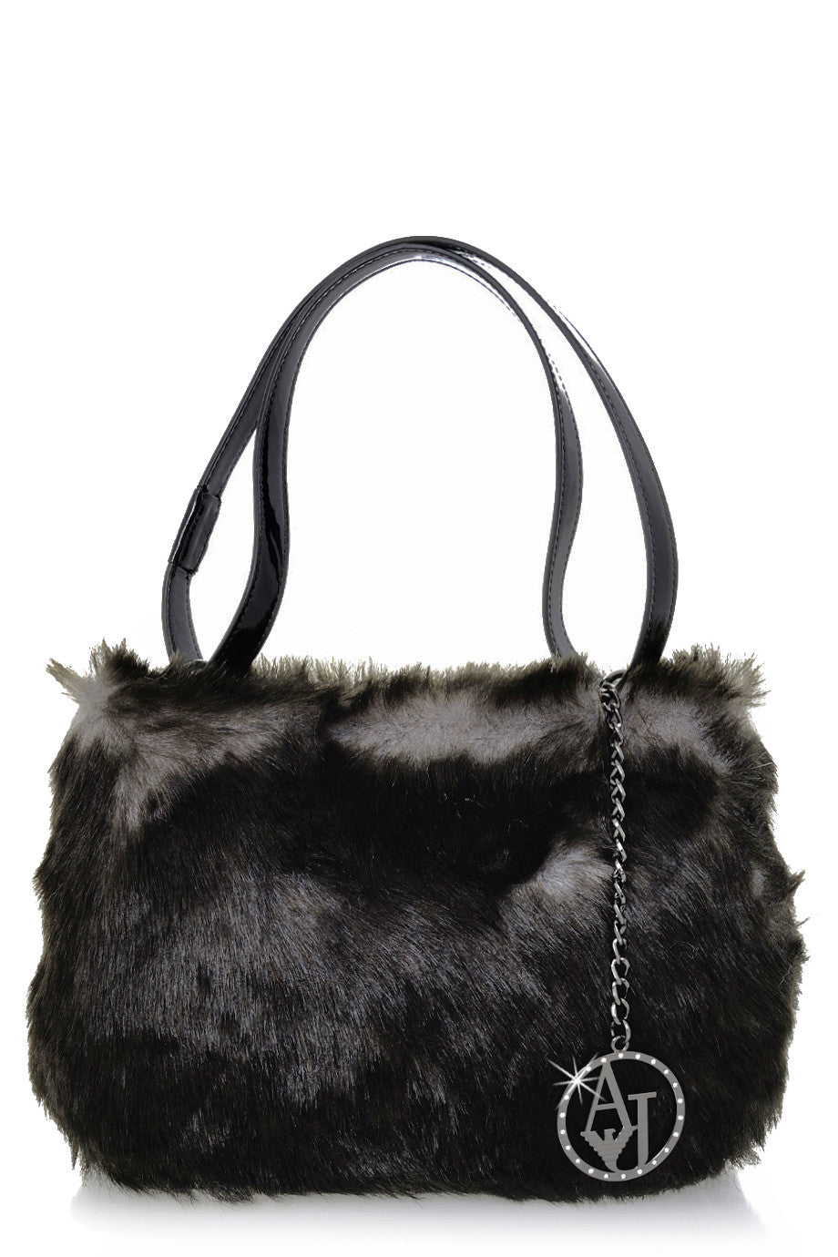 Giuditta Gray Black Fur Shoulder Bag