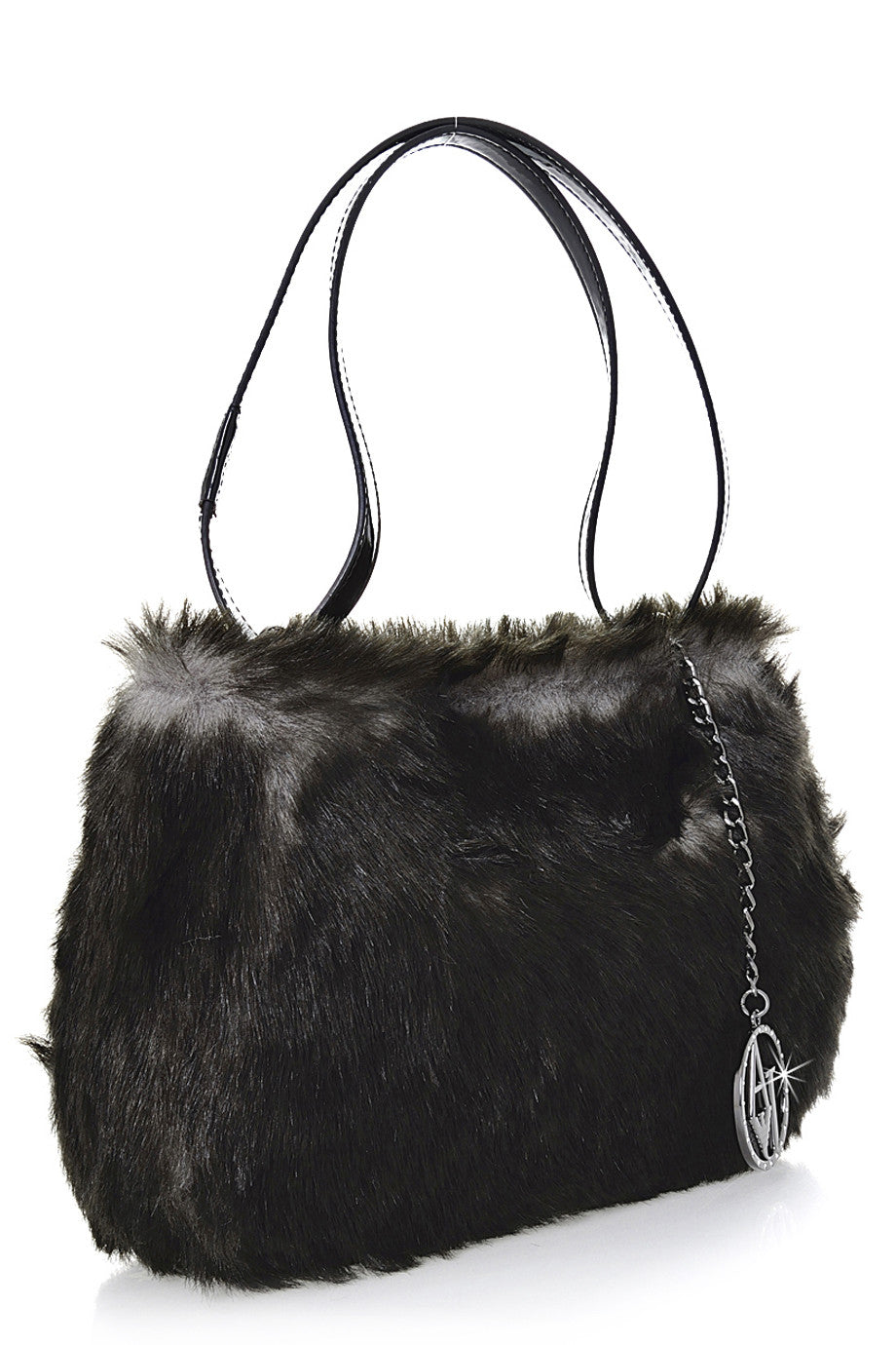 Giuditta Gray Black Fur Shoulder Bag