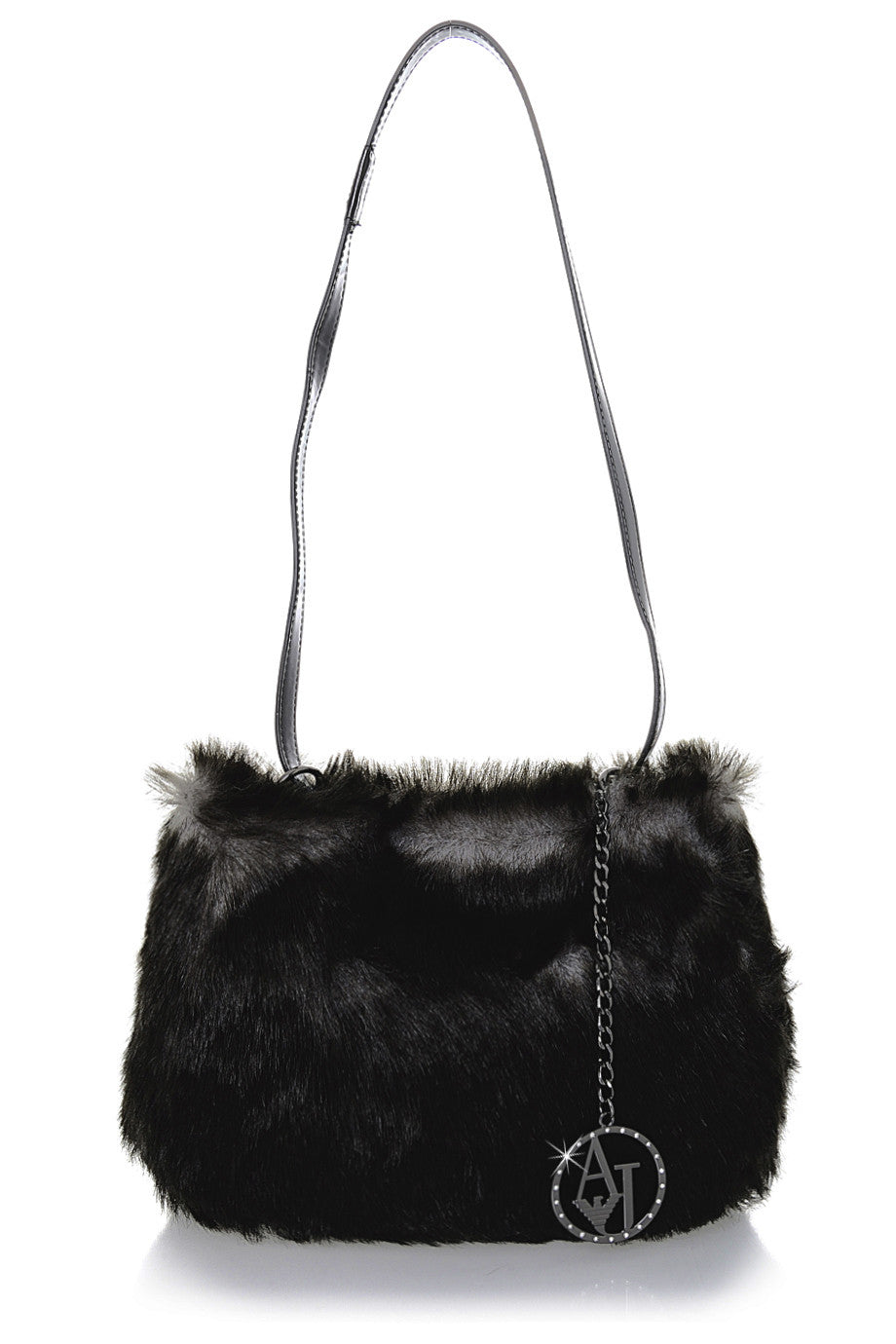 Giuditta Gray Black Fur Shoulder Bag