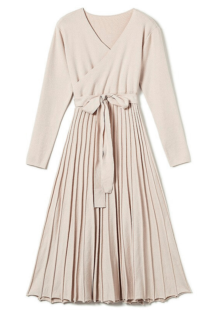 Robe en maille ivoire Ursa avec plis