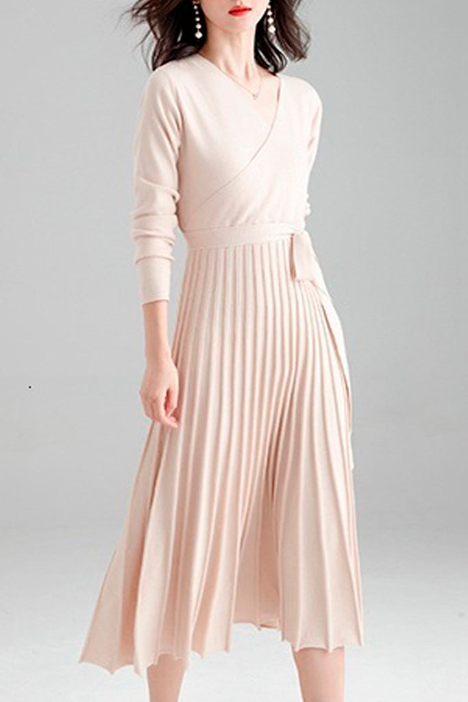 Robe en maille ivoire Ursa avec plis